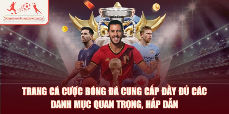 Trang cá cược bóng đá cung cấp đầy đủ các danh mục quan trọng, hấp dẫn
